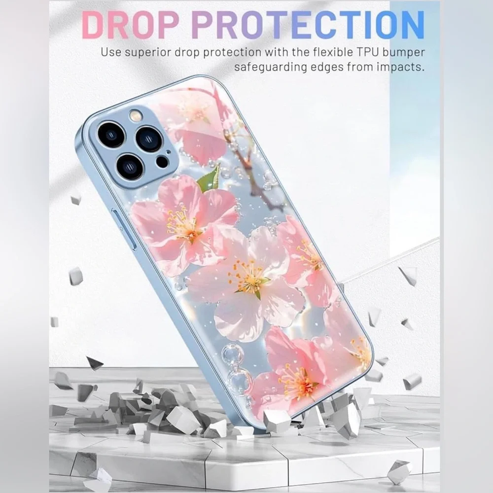 iPhone Pro Max Bundle Floral Blue Phone Case and Screen Protectors NWT - Picture 3 of 9